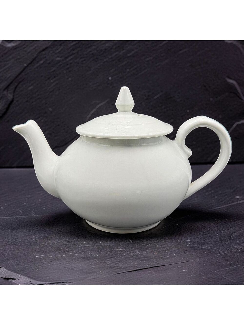 Vintage Apilco France White Porcelain Teapot Embossed Leaf Design With Lid